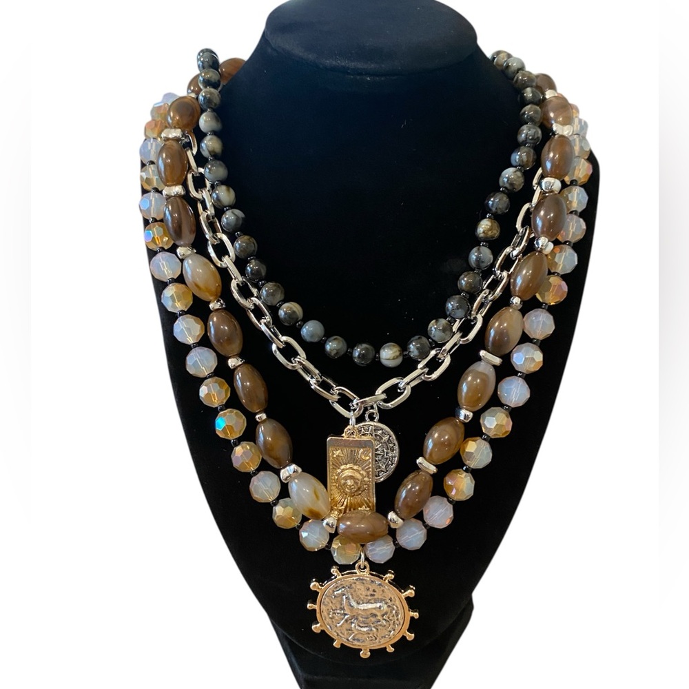Elegant Zara Multi-Layered Beaded Necklace
